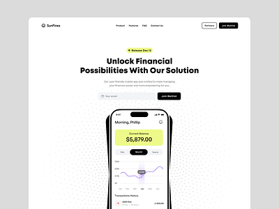 Financial mobile app - Landing b2b b2c design fintech interface landing landing page marketing mobile app product design promo promotion tech ui ux web layout web marketing website