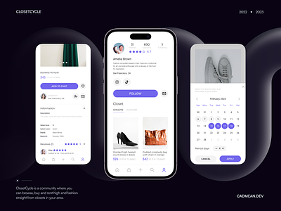 Elevating Fashion Rentals on ClosetCycle calendar card product clothes fashion mobile profile purchase rent store ux
