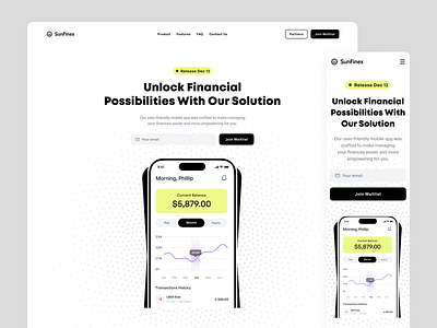 Financial mobile app - Landing. Mobile version design digital marketing interface landing page marketing mobile version product design tech ui ux web layout web marketing website