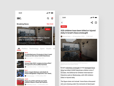IBC News App branding figmadesign graphic design mobile mobile app news newsapp ui
