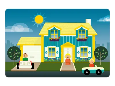 Fisher Price Playhouse Poster Print collector digital giclee illustration little people nostalgia playset poster retro toys vector vintage