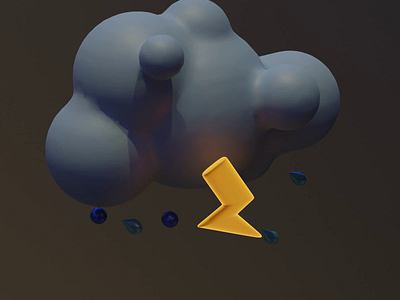 Thunderstorm - animated 3D icon 3d 3d animation 3d icon animated animation blender branding cartoon cute design icon illustration illustrations kawaii library pack render resources ui kit weather