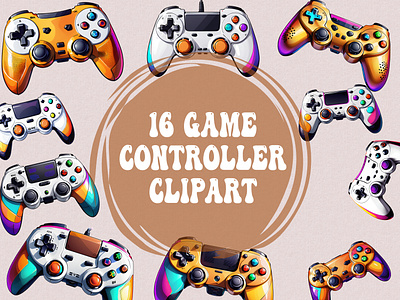 16 Game Controller Watercolor Clipart, PNG transparent Backgroud graphic design
