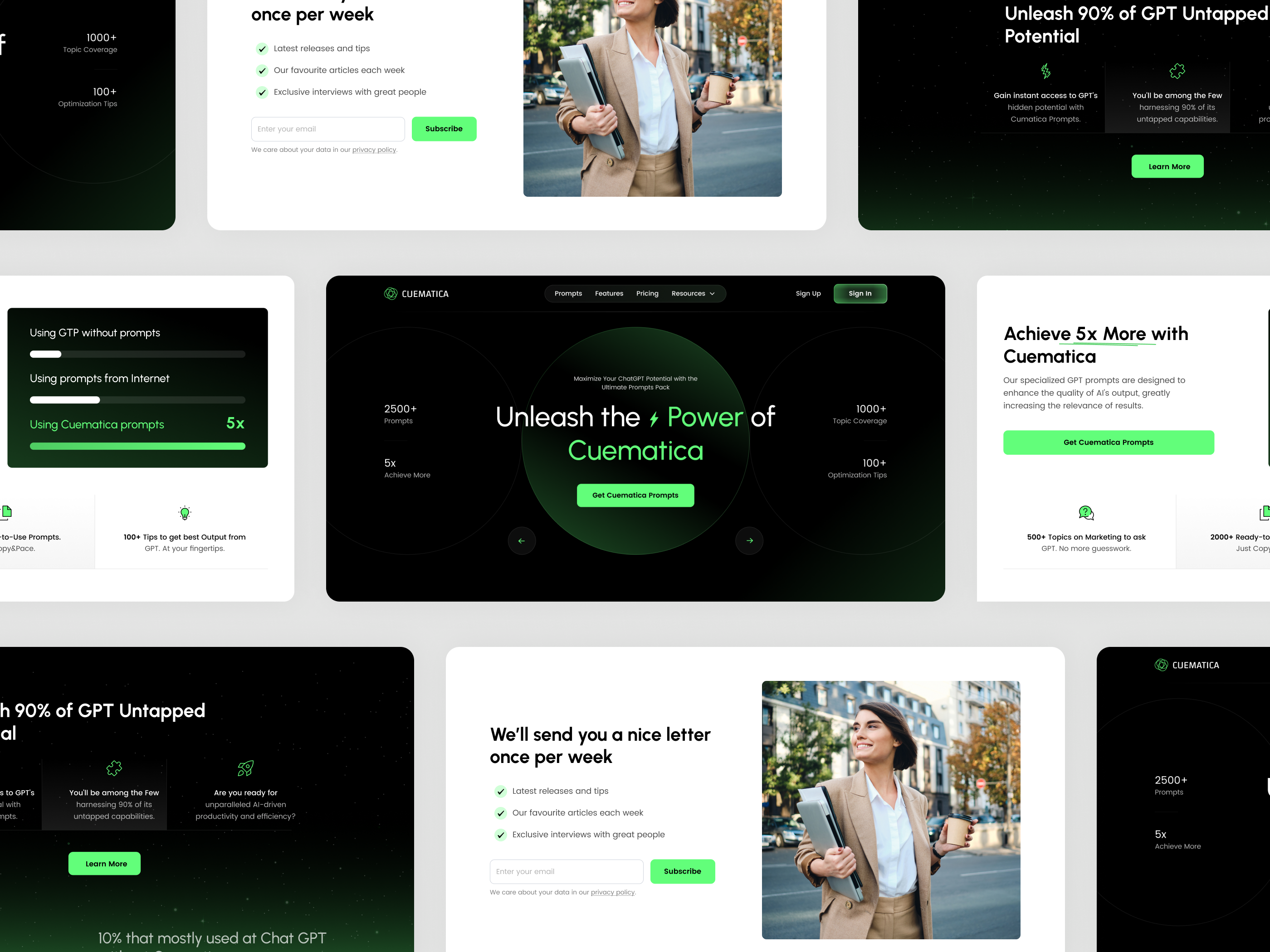 Cuematica - ChatGPT Prompts⚡️ ai ai integration ai landing page chatgpt color palette creative design inspiration dribbble figma graphic design landing page tech website uiux user interface visual design web design website