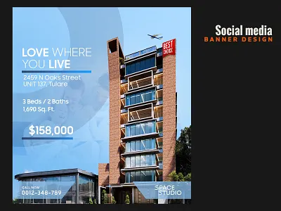 Real estate social media banner. facebook ad design advertising animation branding google ads graphic design hero banner instagram post design landing page minimal realestate design social media social media templates web banner