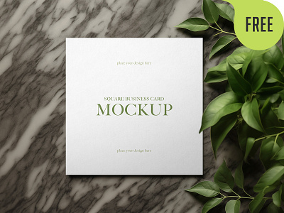 Free Square Business Card Mockup. AI Generated business card engagement floral flyer free freebie greeting card invitation invite logo marble mockup postcard save the date stationery wedding