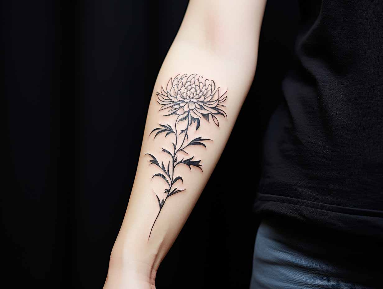 Chrysanthemum Birth Flower Tattoo November Tattoo by Birth Flower
