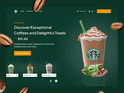 Starbuck Hero Section ecommerce figma interface product design starbuck summer typography ui web design