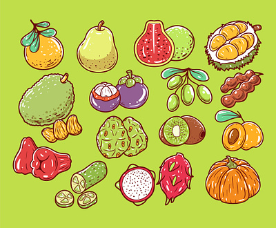 Fruits element vector hand-drawn illustration set artwork cute doodle drawing food fresh fruit fruits garden graphic design hand drawn harvest healthy icon illustration nature object sweet tropical vector
