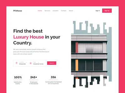 Midtowz - real estate website header agent apartment architecture house house rental inspiration interior iqra khanmohammadiqra landing page minimal property real estate real estate agency realtor rent residence ui web design website