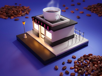 11 Am - Coffee Time ☕ 3d blender branding design graphic design illustration logo ui ux vector