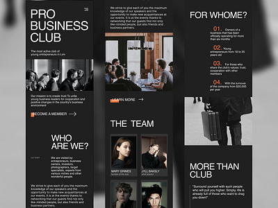 mobile version of the website for the entrepreneurs' club design landing page ui ui ux web web design web site