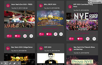 Party Rock events branding ui