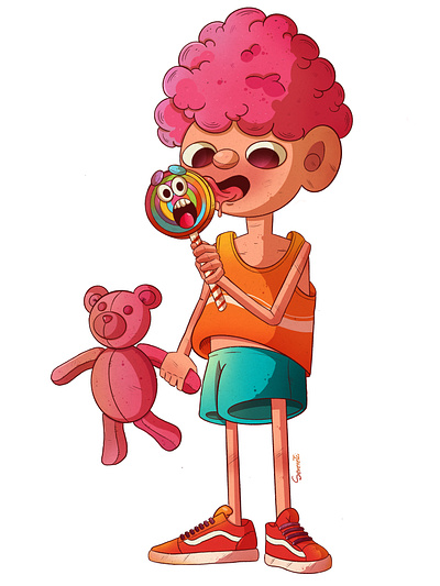 Candy Cotton Boy art character design digital illustration
