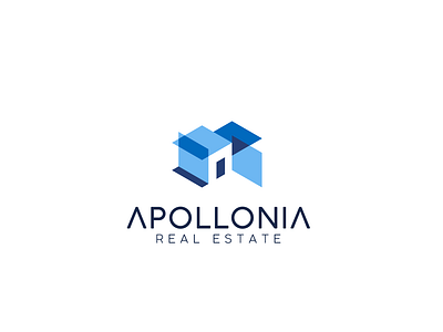 Apollonia Logo Design blue branding cube design door geometric graphic design greek home house logo logo design modern real estate vector