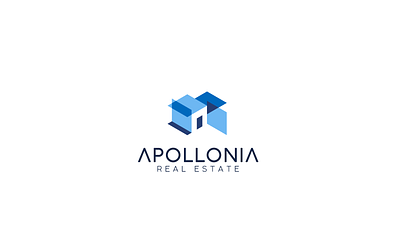 Apollonia Logo Design blue branding cube design door geometric graphic design greek home house logo logo design modern real estate vector