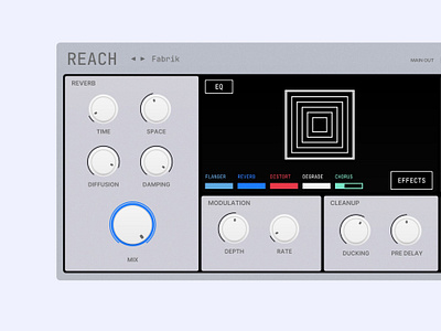 REACH - Creative Reverb FX audio audio effect audio plugin bauhaus distortion fx graphic design modular plugin plugin design reverb sound swedish design synthesizer ui vst vst gui