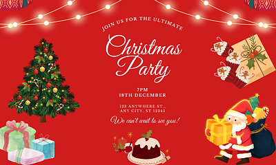 Christmas Party Invitations Card Design 3d app branding canva christmas card design graphic design illustration logo party invitations card ui ux vector