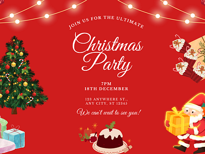 Christmas Party Invitations Card Design 3d app branding canva christmas card design graphic design illustration logo party invitations card ui ux vector