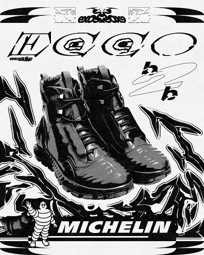 ECCO EXOSTRIKE X MICHELIN Poster conceptposter ecco graphicdesign poster shoes sneakers visualconcept visualposter