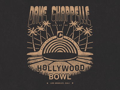 Dave Chappelle - Hollywood Bowl branding design drawing graphic hand drawn hollywood illustration lettering merch palm trees texture typography vintage