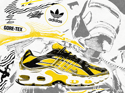 KAH-BANE's NIKE AIR MAX x ADIDAS GORE-TEX XCR Customs Poster adidas designconcept gore tex graphicdesign kahbane nike poster posterdesign sneaker sneakerdesign visualconcept