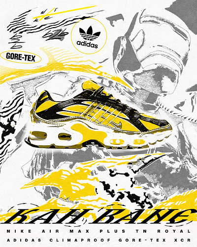 KAH-BANE's NIKE AIR MAX x ADIDAS GORE-TEX XCR Customs Poster adidas designconcept gore tex graphicdesign kahbane nike poster posterdesign sneaker sneakerdesign visualconcept