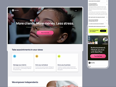 GlamPlan Redesign Concept landing page website