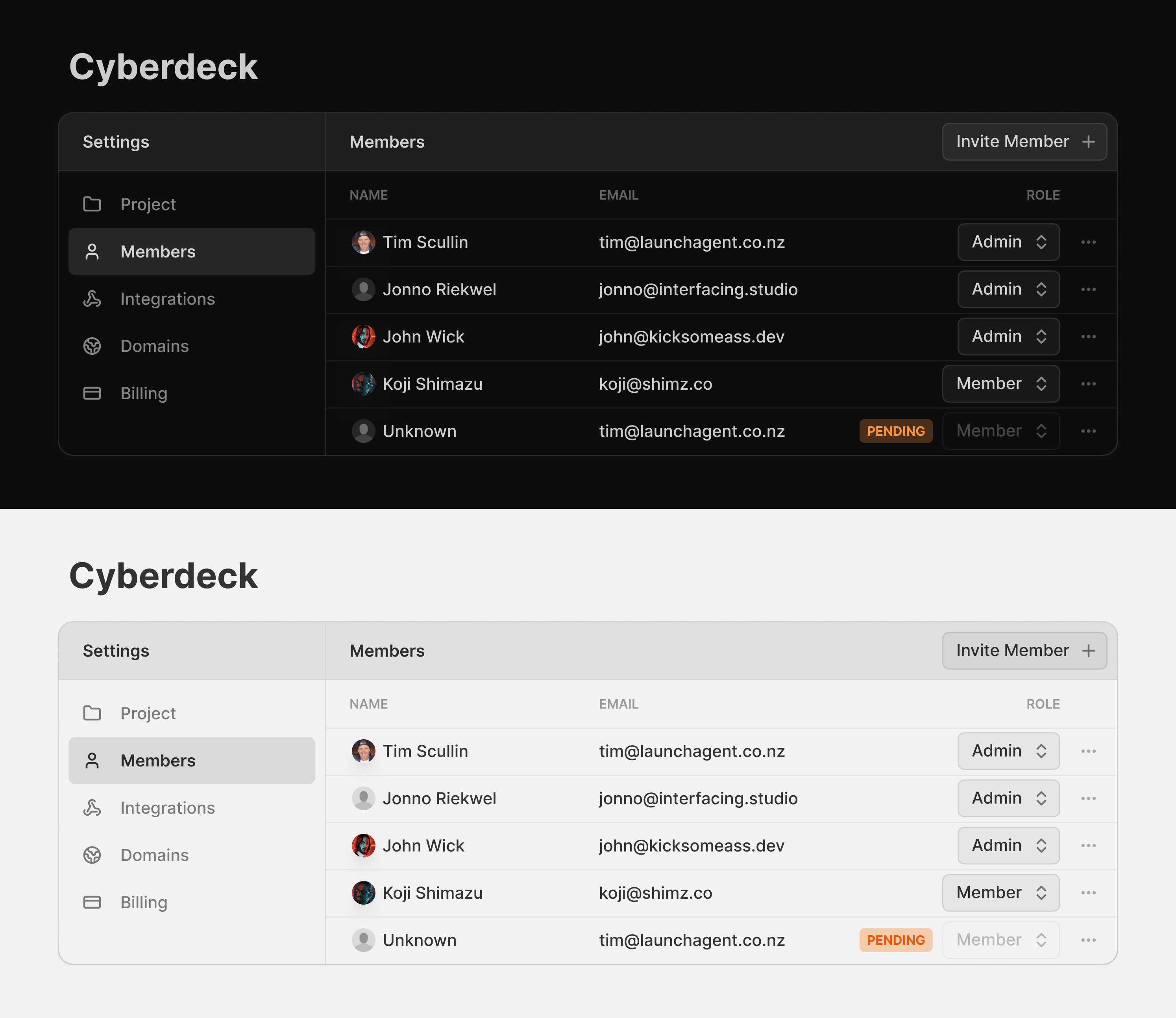 Settings Layout System dashboard ui