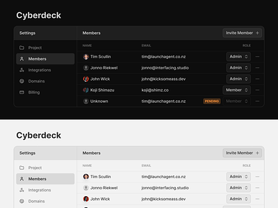 Settings Layout System dashboard ui