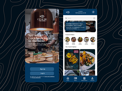 Ceviche's Mobile App app app design design food design restaurant app seafood restaurant app ui