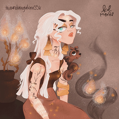 #DTIYS - Laurelian Galvan autumn draw dtiys fall girl glow illustration nature portrait procreate sidekick smokey squirrel tattoo texture witch