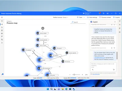 Microsoft Power Automate Process Mining Copilot ui