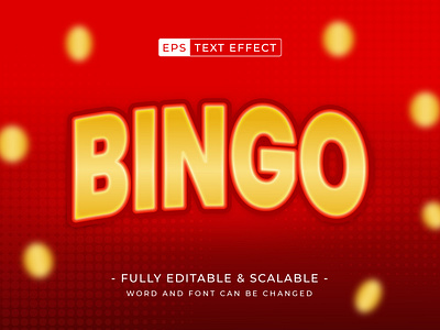 Bingo 3d editable text effect - game theme betting coin font modern succeed