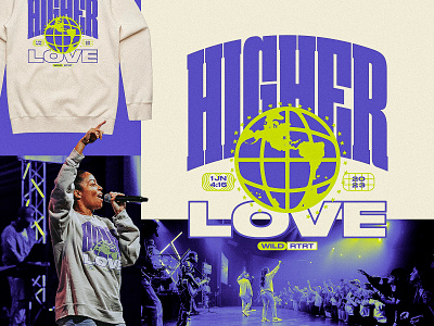 Higher 🌐 Love ⛺︎ bold camp christian church design clothing crew neck event globe high school hoodie logo merch retreat sweatshirt