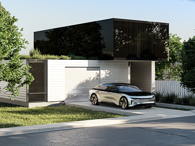 Solarpunk Home 3d architecture branding car cgi design house hyperreal modernhome neighbourhood render solar solarpanel solarpunk