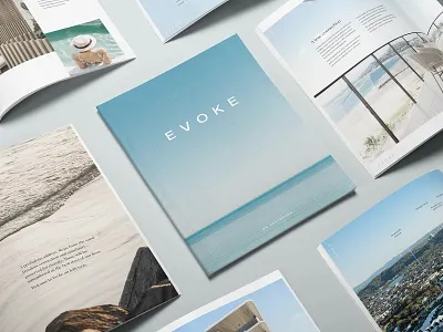 Evoke on Jefferson Branding branding brochure clean identity logo ocean print typography