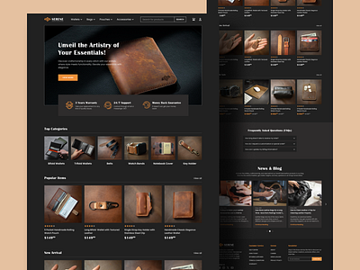 Serene | Handmade Leather Store Landing Page design ecommerce simple store ui ui design web design