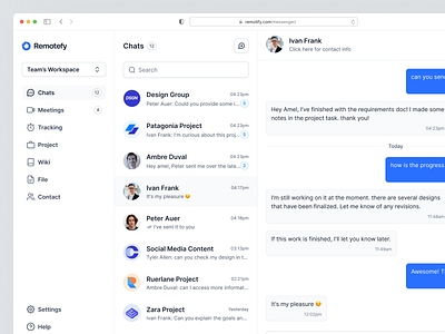 Remotefy - Remote Team Management Saas Webapp | Messenger by Hilal RF ...