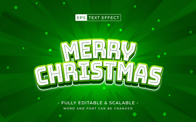 Merry Christmas Text effect Editable 3d text style illustration