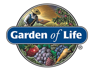 Garden of Life Logo Illustrated by Steven Noble artwork branding drawing engraving etching garden of life illustration line art logo logomark scratchboard steven noble woodcut