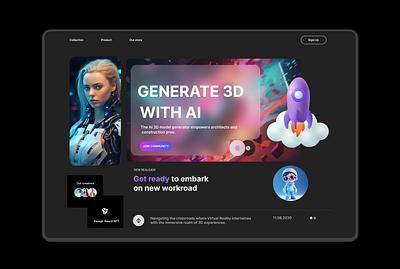 3D generator website template 3ddesign architecturalvisualization digitalcreativity generativeart interactivedesign ui uiux webdesign