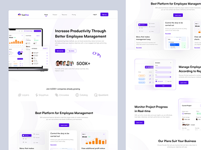 TaskPick - Employee Management Landing Page dashboard design employee landingpage management saas ui uiux design ux web design website