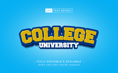 College university text effect 3d retro style word