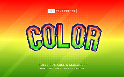 Rainbow color 3d style text effect, Editable text effect vector