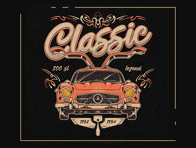 300SL Car Retro automotivedesign design graphic design handdraw illustration retrodesign vintagedesign