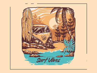 Surf Vibes design handdraw illustration outdoor outdoordesign retrodesign vintagedesign