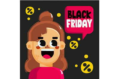 People Happy with Black Friday Sale Illustration black friday christmas discount fashion illustration people price sale shopping store thanksgiving vector