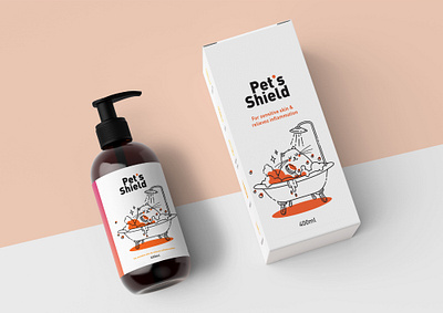 Pet's Shield Packaging Design bottle branding cute fun graphic design illustration line art packaging pet