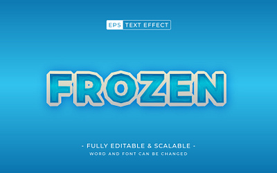 Frozen 3d editable text effect. winter season design bold